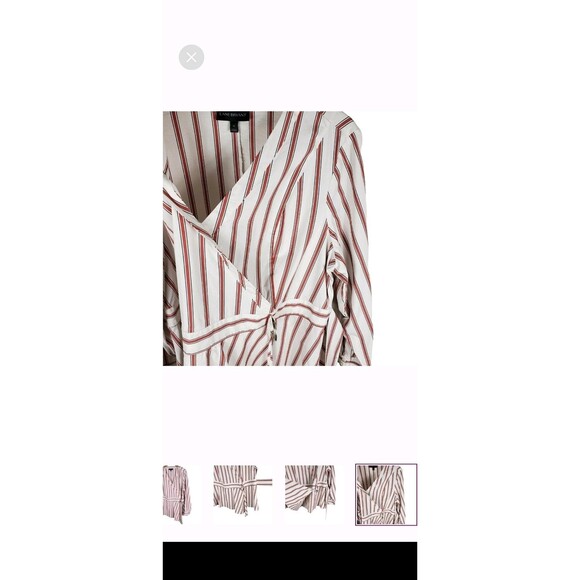 Lane Bryant Womens Top Size 26 Stripe Faux Wrap Side Buckle Long Sleeve Side Zip - Picture 6 of 11